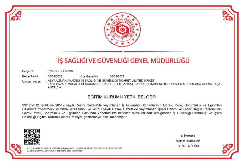 Antalya Şubesi Yetki Belgesi