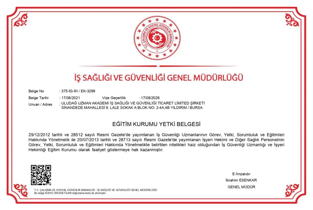 Bursa Şubesi Yetki Belgesi