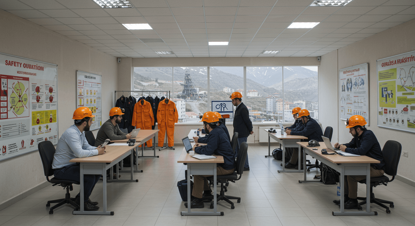 Ergani Diyarbakır iş güvenliği kursu — bakır madeni flotasyon güvenliği, açık ocak bench stability ve RES nacelle confined-space İSG eğitimi